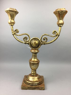 Lot 193 - A GILT WOOD TABLE CANDELABRUM