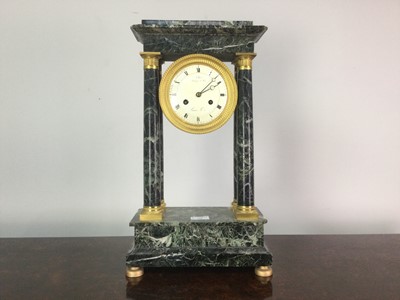 Lot 625 - A LATE 19TH CENTURY FRENCH MARBLE AND GILT METAL MANTEL CLOCK