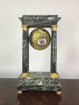 Lot 625 - A LATE 19TH CENTURY FRENCH MARBLE AND GILT METAL MANTEL CLOCK