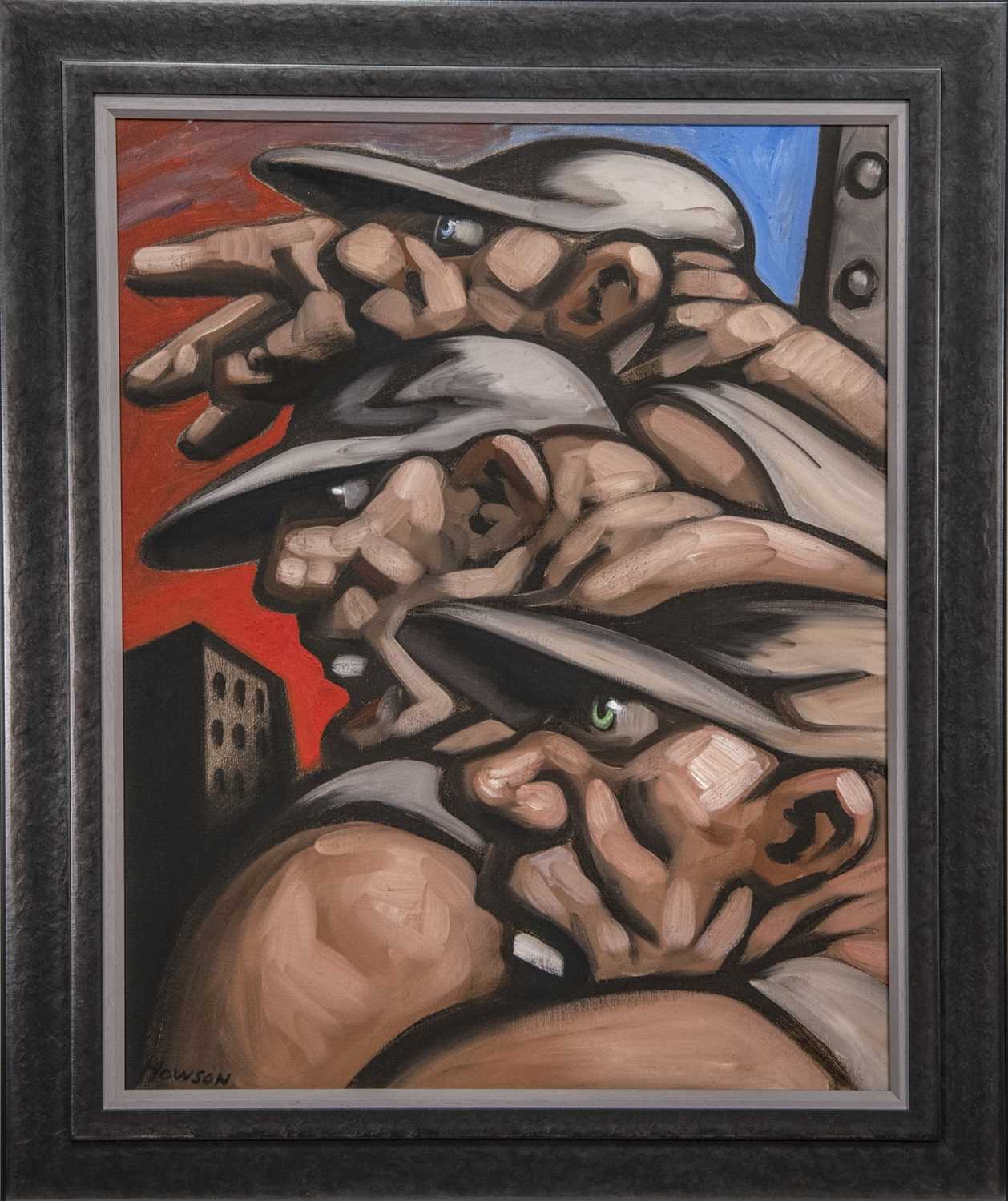 Lot 5 - PATRIOTS, AN OIL BY PETER HOWSON