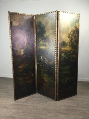 Lot 307 - A 20TH CENTURY TWO FOLD DRESSING SCREEN