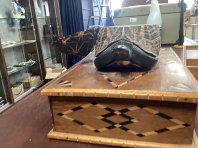 Lot 727 - A PARQUETRY INLAID WALNUT SEWING BOX