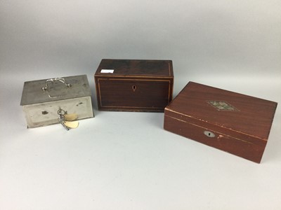 Lot 272 - A MAHOGANY STATIONERY BOX AND OTHER BOXES