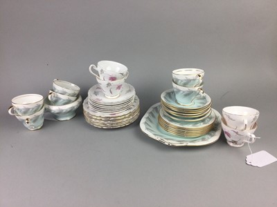 Lot 287 - AN AYNSLEY 'BLUE WHEAT' PATTERN TEA SERVICE AND A TUSCAN PART TEA SERVICE