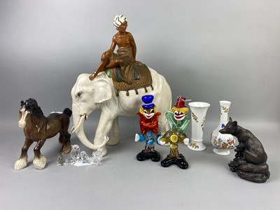 Lot 171 - A LOT OF TWO MURANO GLASS CLOWNS AND OTHER CERAMICS AND CRYSTAL