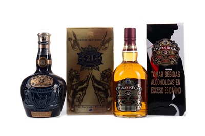 Lot 330 - CHIVAS REGAL ROYAL SALUTE AGED 21 YEARS SAPPHIRE DECANTER AND CHIVAS REGAL AGED 12 YEARS