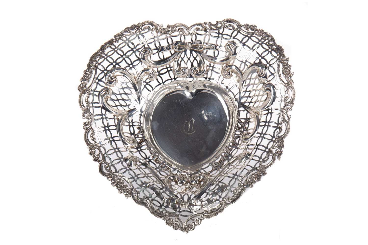 Lot 23 - A VICTORIAN SILVER HEART-SHAPED COMPORT
