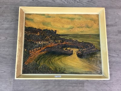 Lot 252 - AN OIL PAINTING OF CRAIL HARBOUR AND OTHERS