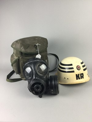 Lot 347 - A RUSSIAN MILITARY POLICE HELMET AND GAS MASK