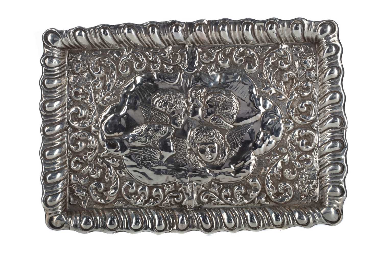 Lot 31 - AN EDWARDIAN SILVER DRESSING TABLE TRAY