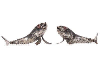 Lot 39 - A SCHOOL OF SPANISH SILVER AND WHITE METAL RETICULATED FISH