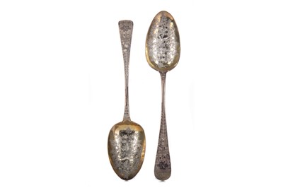 Lot 42 - A PAIR OF GEORGE III SILVER TABLE SPOONS