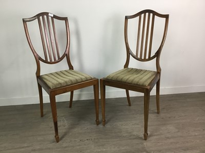 Lot 357 - A PAIR OF EARLY 20TH CENTURY SHIELD BACK CHAIRS AND TWO OTHER CHAIRS