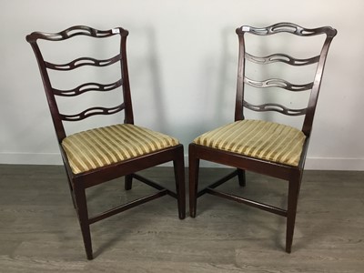 Lot 352 - A LOT OF TWO MAHOGANY LADDER BACK DINING CHAIRS