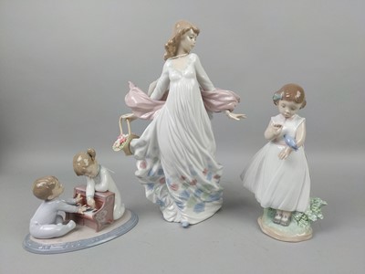 Lot 199 - A LOT OF THREE LLADRO FIGURES, ALONG WITH A NAO AND COALPORT FIGURE