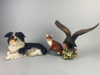 Lot 393 - A COMPOSITION FIGURE OF A COLLIE AND OTHER ANIMAL FIGURES