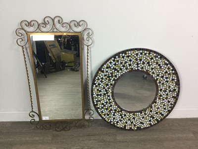 Lot 406 - A BRASS RECTANGULAR WALL MIRROR AND OTHER MIRRORS