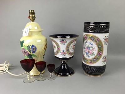 Lot 16 - A MALING VASE LAMP AND OTHER ITEMS