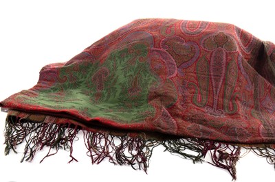 Lot 785 - A LARGE HANDWOVEN PAISLEY SHAWL