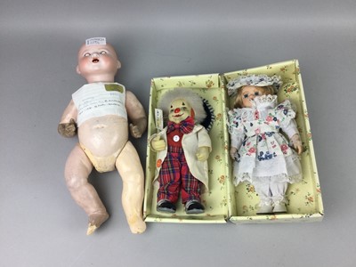 Lot 419 - A GERMAN BISQUE HEADED DOLL ALONG WITH TWO OTHER DOLLS