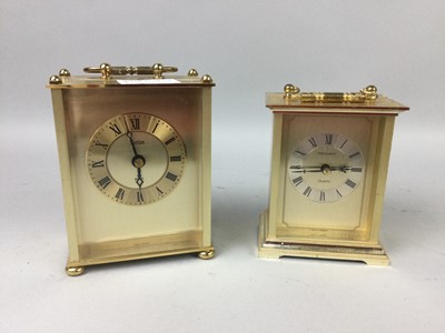 Lot 426 - A LOT OF TWO CARRIAGE CLOCKS ALONG WITH CERAMICS AND TWO TABLE LAMPS