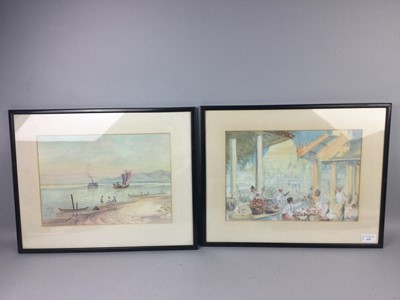 Lot 429 - A LOT OF THREE WATERCOLOURS AND AN OIL