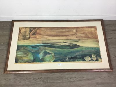 Lot 522 - WHALE, A COLOUR LITHOGRAPH BY A. FISHER