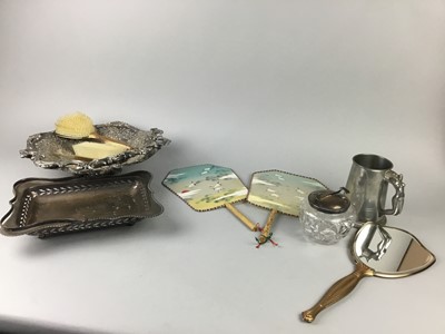 Lot 438 - A SILVER PLATED SWING HANDLED BASKET AND OTHER ITEMS