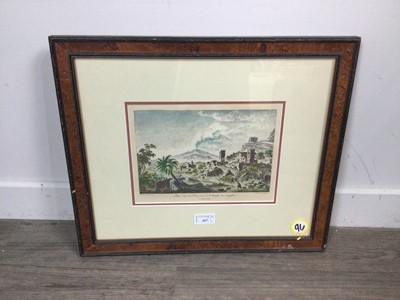 Lot 457 - A LOT OF TWO PRINTS AND A PAINTING, ALONG WITH A BACKGAMMON BOARD