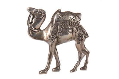 Lot 2 - A WHITE METAL MODEL OF A CAMEL