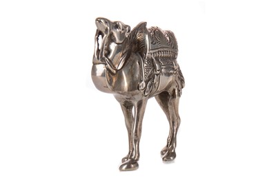 Lot 2 - A WHITE METAL MODEL OF A CAMEL
