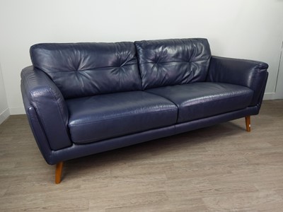 Lot 170A - A NAVY LEATHER THREE SEAT SETTEE