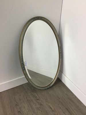 Lot 535 - AN OVAL WALL MIRROR AND FRAMED PRINTS