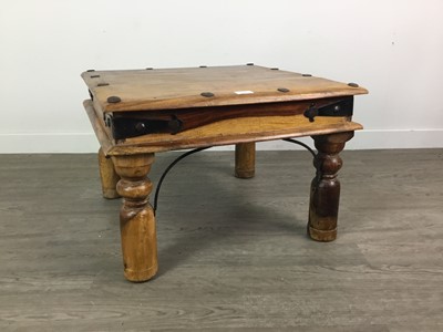 Lot 536 - A MODERN CD RACK AND A SQUARE COFFEE TABLE