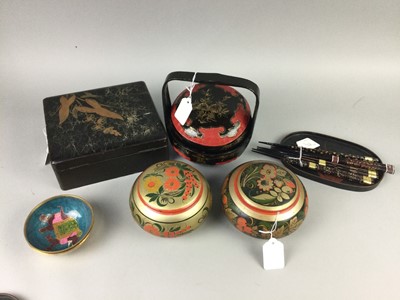 Lot 509 - A LOT OF TWO JAPANESE LACQUER BOXES, ALONG WITH ASIAN AND OTHER ITEMS