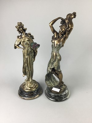 Lot 544 - A LOT OF TWO ART NOUVEAU STYLE BRONZED METAL FIGURES