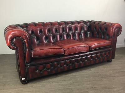 Lot 512 - A CHESTERFIELD OXBLOOD LEATHER SETTEE