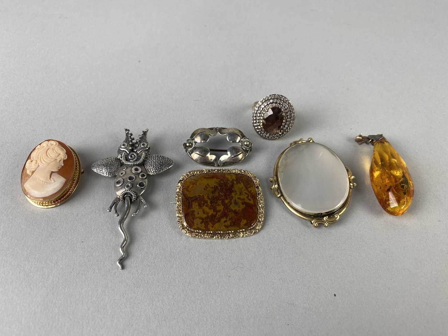 Lot 55 - A DANISH SILVER BROOCH AND OTHERS