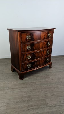 Lot 589 - A REPRODUCTION BOW FRONT CHEST OF DRAWERS