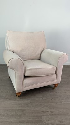 Lot 596 - AN UPHOLSTERED ARMCHAIR