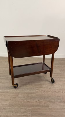 Lot 599 - A MAHOGANY DROP LEAF TEA TROLLEY