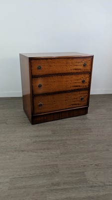 Lot 594 - A MAHOGANY CHEST OF THREE DRAWERS