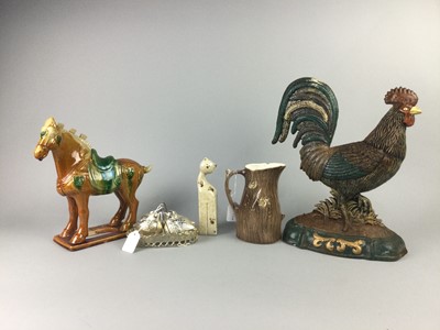 Lot 614 - A CAST IRON DOOR STOP AND OTHER ANIMAL FIGURES