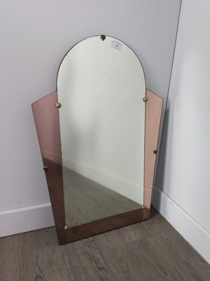 Lot 549 - AN ART DECO STYLE WALL MIRROR AND TWO TRIPTYCH DRESSING TABLE MIRRORS