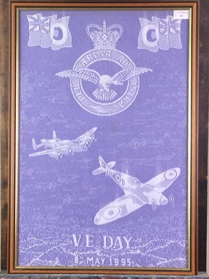 Lot 15 - A VE DAY COMMEMORATIVE LACE EMBROIDERY PANEL