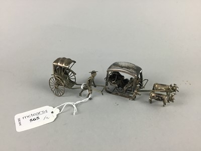 Lot 565 - A CHINESE SILVER RICKSHAW ALONG WITH A CARRIAGE