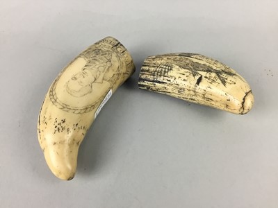 Lot 566 - A LOT OF TWO REPRODUCTION SCRIMSHAW