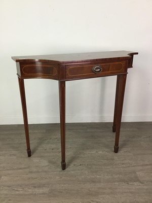 Lot 577 - A REPRODUCTION INLAID MAHOGANY HALL TABLE