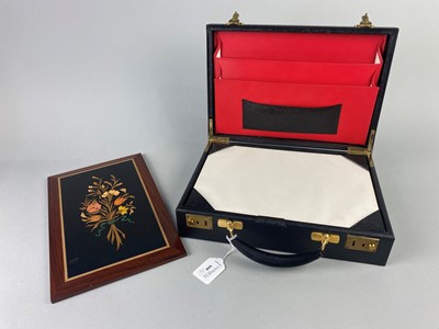 Lot 660 - AN ITALIAN MARQUETRY PANEL AND A BRIEFCASE