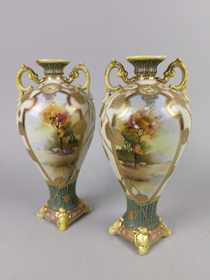 Lot 656 - A PAIR OF NORITAKE VASES